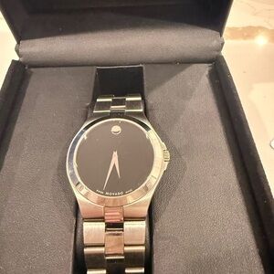 Movado Silver and Black Men's Timepiece